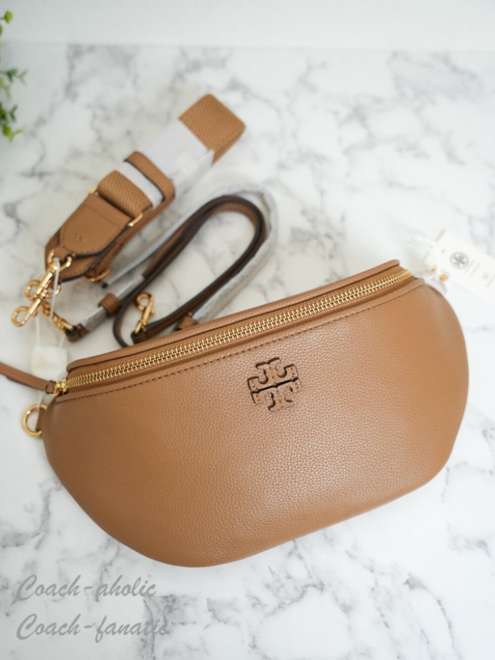 Tory Burch Thea Pebbled Leather Belt Bag Fanny Pack in Tiramisu 165917 NWT
